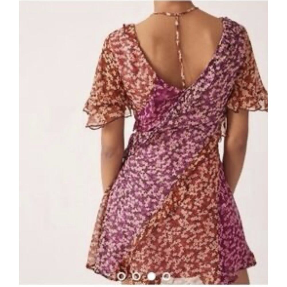 NWT ANTHROPOLOGIE Pink Floral Print Mini Dress SZ Medium MSRP $148 - Picture 2 of 6